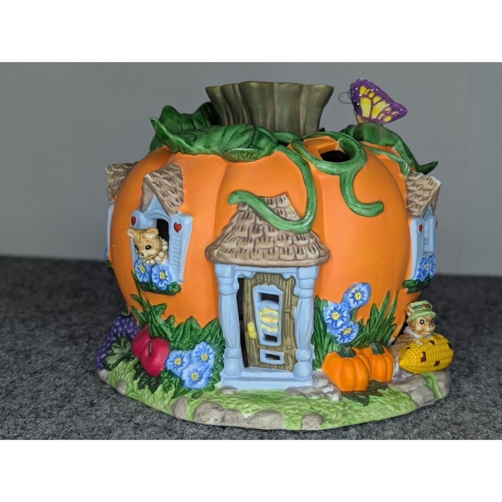 Partylite P7316 Harvest Pumpkin Tealight House Halloween Ceramic Candle